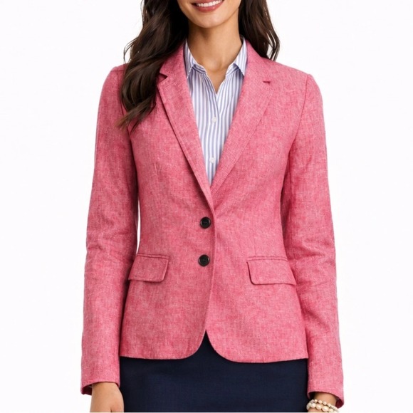 J.CREW Jackets & Blazers - J.Crew Schoolboy Blazer Jacket Linen Blend Pink Rose Heather Women's Size 10